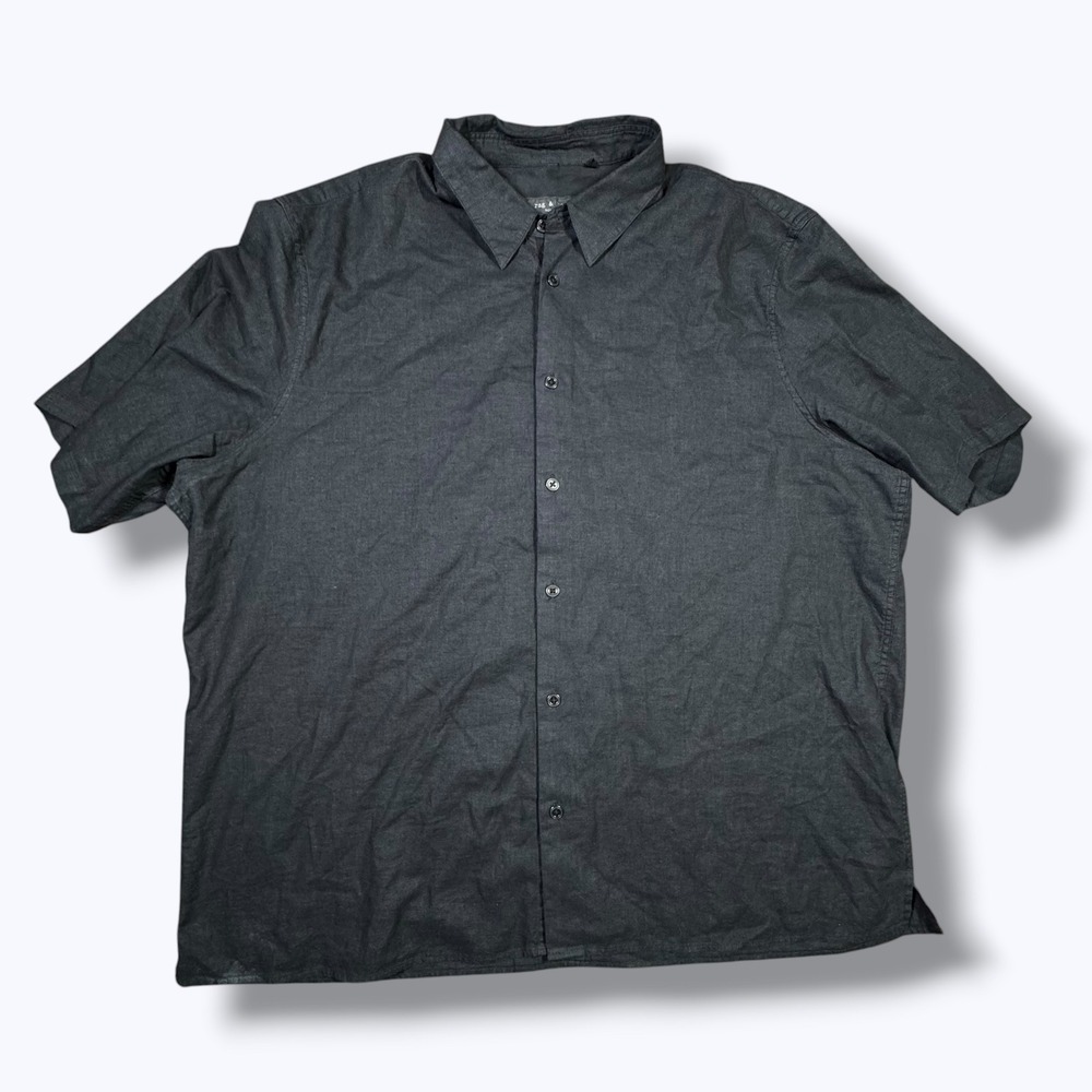 Rag & Bone Mens XXL Black Hemp Cotton Short Sleeve Button Up Shirt Casual